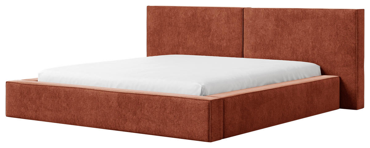POLSTERBETT 140/200 cm,  in Terracotta, Bettkasten,  - Terracotta/Schwarz, MODERN, Holz (140/200cm) - MID.YOU