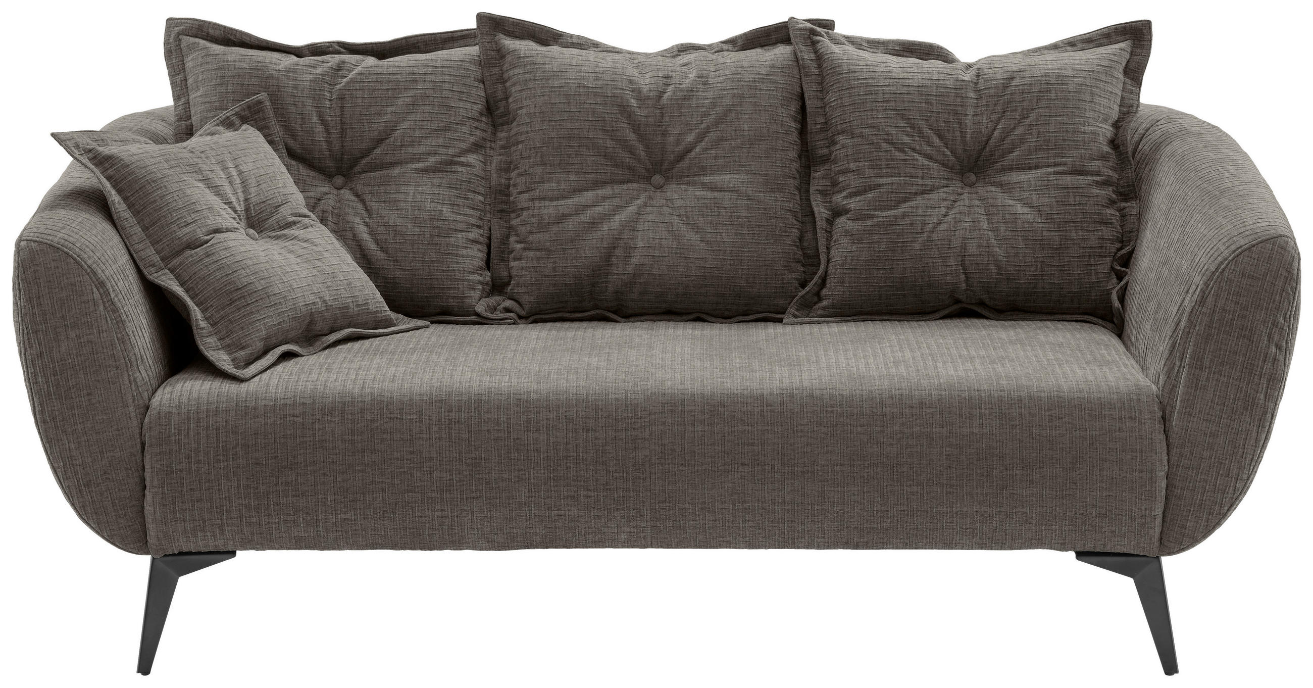 2,5-SITZER Mikrofaser Graubraun  - Graubraun/Schwarz, MODERN, Textil/Metall (196/94/103cm) - Livetastic