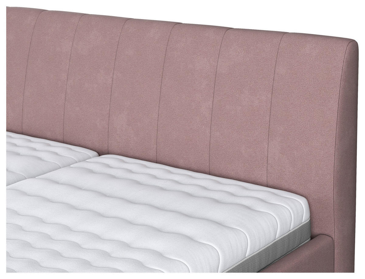 KÁRPITOZOTT ÁGY 180/200 cm  rózsaszín  - fekete/rózsaszín, Basics, faalapú anyag/textil (180/200cm) - Carryhome