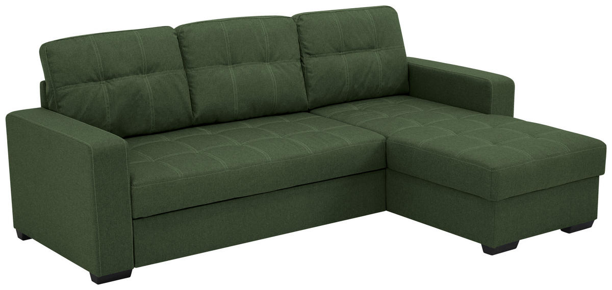 HÖRNBÄDDSOFFA i mikrofiber grön  - grön/svart, Design, textil/plast (240/160cm) - Livetastic