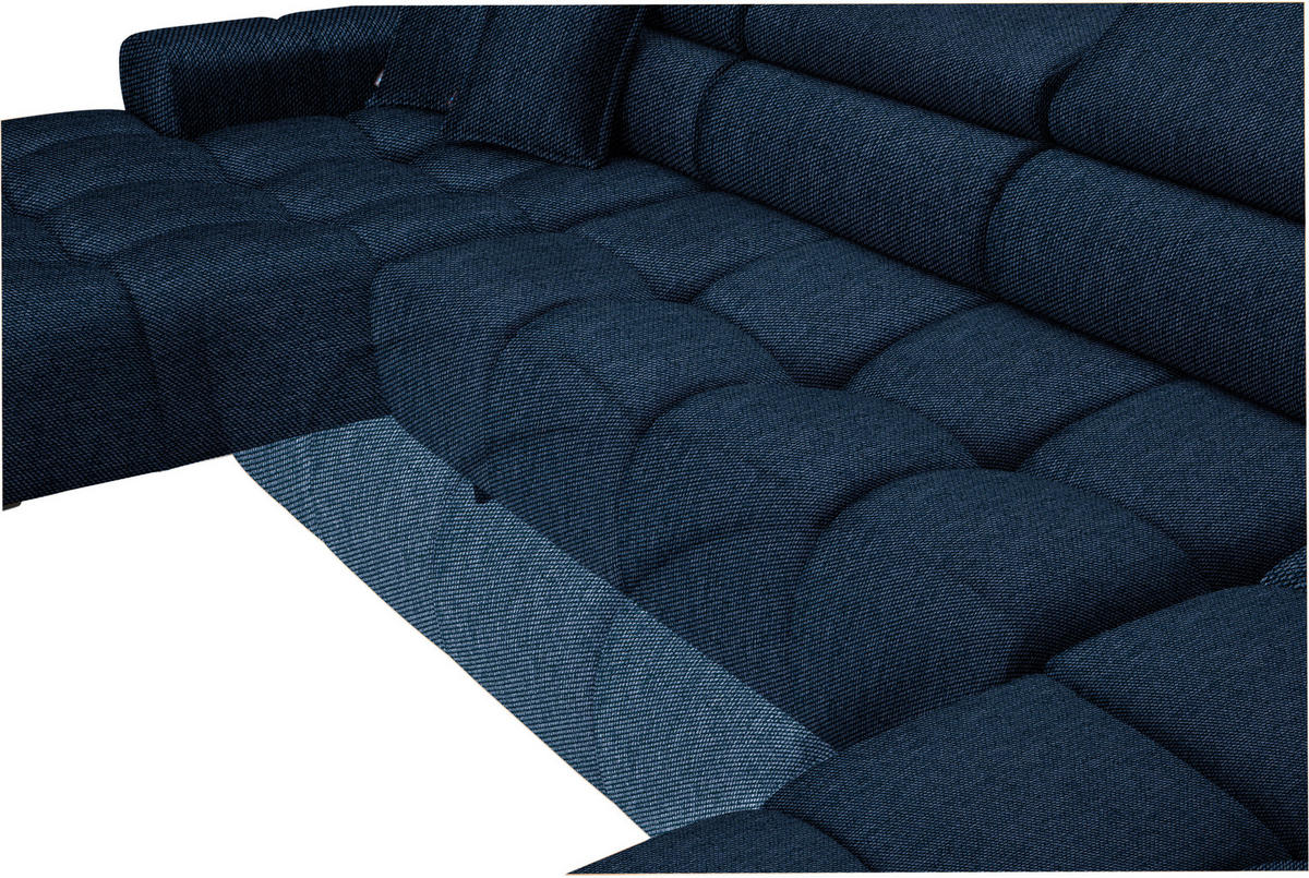WOHNLANDSCHAFT in Webstoff Dunkelblau  - Schwarz/Dunkelblau, Design, Textil/Metall (177/385/216cm) - Welnova