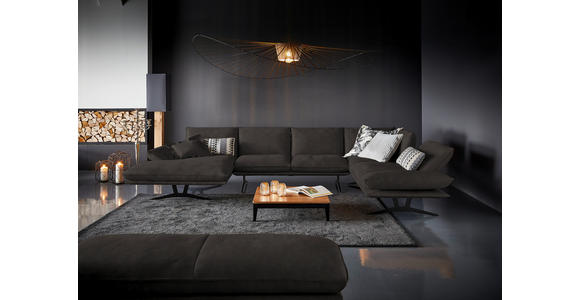 WOHNLANDSCHAFT in Echtleder Graubraun - Graubraun/Schwarz, Natur, Leder/Metall (155/359/217cm) - Dieter Knoll
