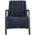 SESSEL Teddystoff Blau    - Blau/Schwarz, Design, Textil/Metall (65/83/80cm) - Ambia Home
