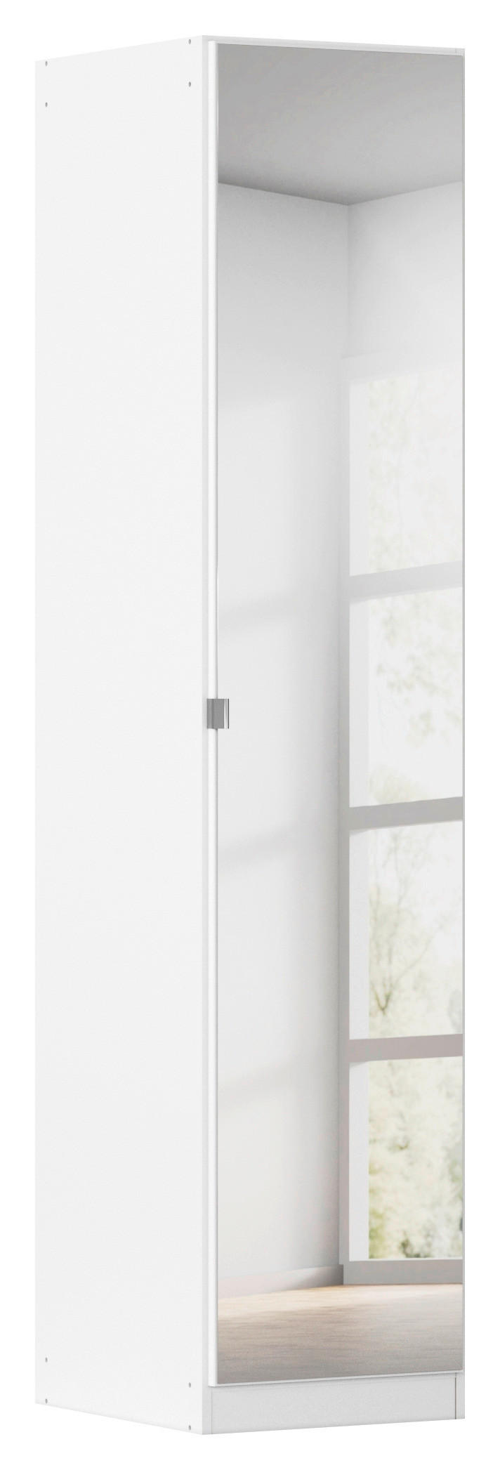 DREHTÜRENSCHRANK 47/210/54 cm,  in Weiß, 1-türig  - Alufarben/Weiß, KONVENTIONELL, Glas/Holzwerkstoff (47/210/54cm) - home24