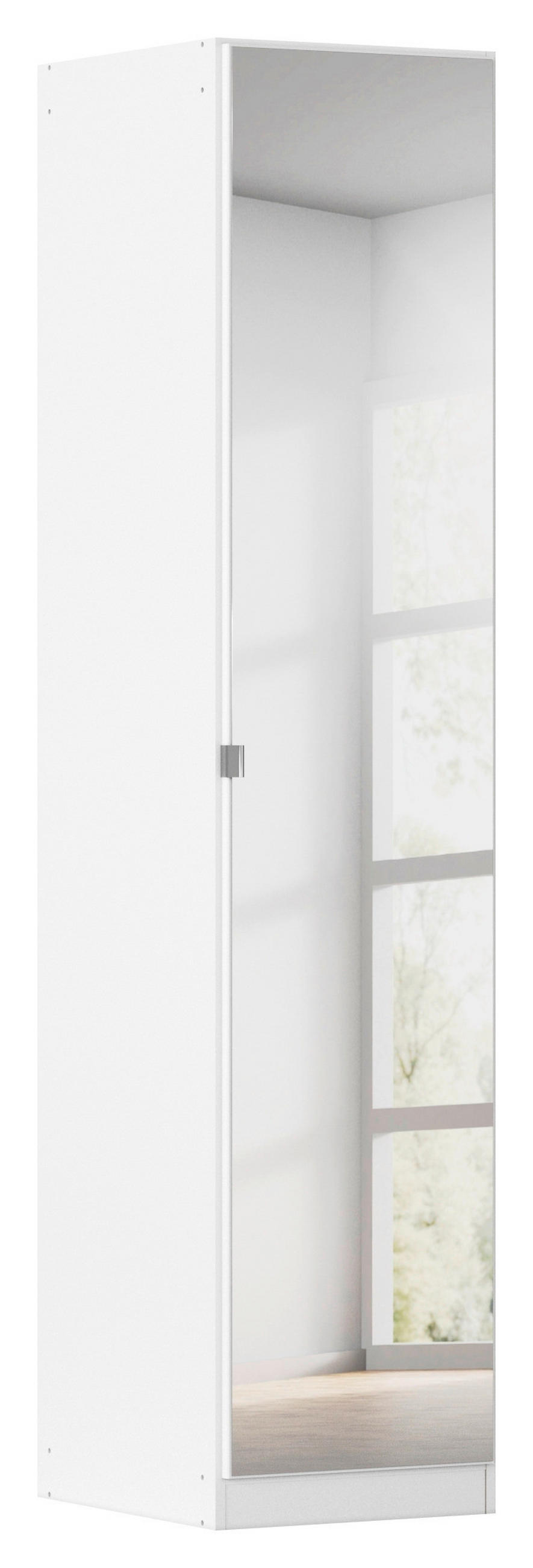 DREHTÜRENSCHRANK 47/210/54 cm,  in Weiß, 1-türig  - Alufarben/Weiß, KONVENTIONELL, Glas/Holzwerkstoff (47/210/54cm) - home24