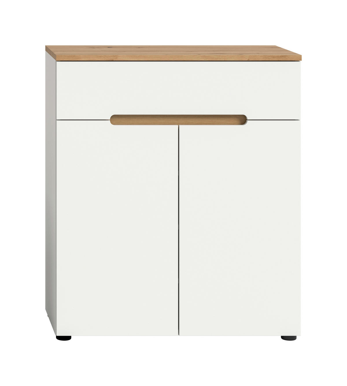 SCHUHSCHRANK Weiß, Eiche Artisan  - Schwarz/Weiß, Design, Holzwerkstoff/Kunststoff (80/94/37cm) - MID.YOU