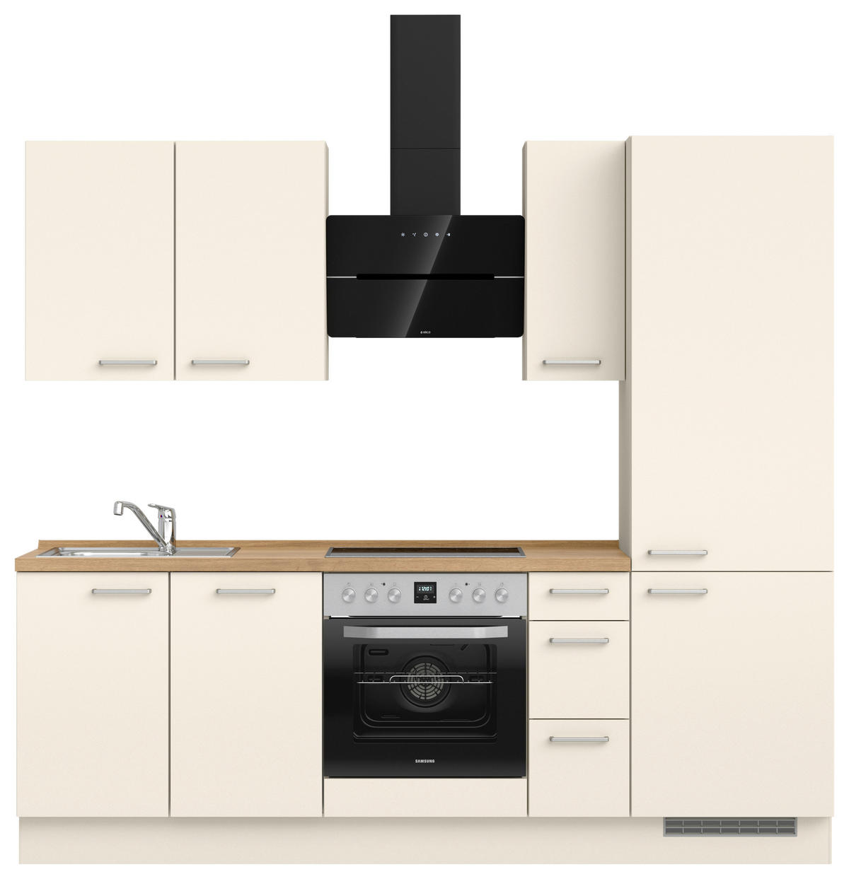 KÜCHENBLOCK 240 cm   in Eichefarben, Magnolie  - Edelstahlfarben/Eichefarben, MODERN, Holzwerkstoff/Metall (240cm) - Nobilia