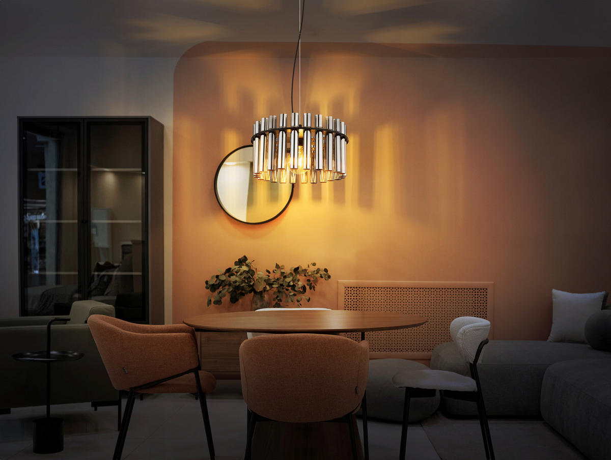 HÄNGELEUCHTE 38/120 cm  - Schwarz/Grau, Design, Glas/Kunststoff (38/120cm) - Globo