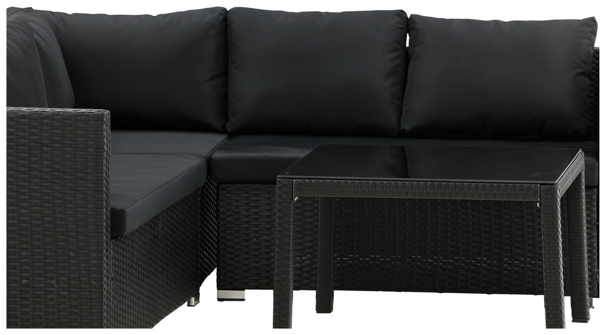 LOUNGEGRUPP  - svart, Klassisk, glas/textil - Gardenson