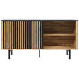 SIDEBOARD  in 160/80,5/45 cm  - Schwarz/Akaziefarben, LIFESTYLE, Holz/Metall (160/80,5/45cm) - Landscape