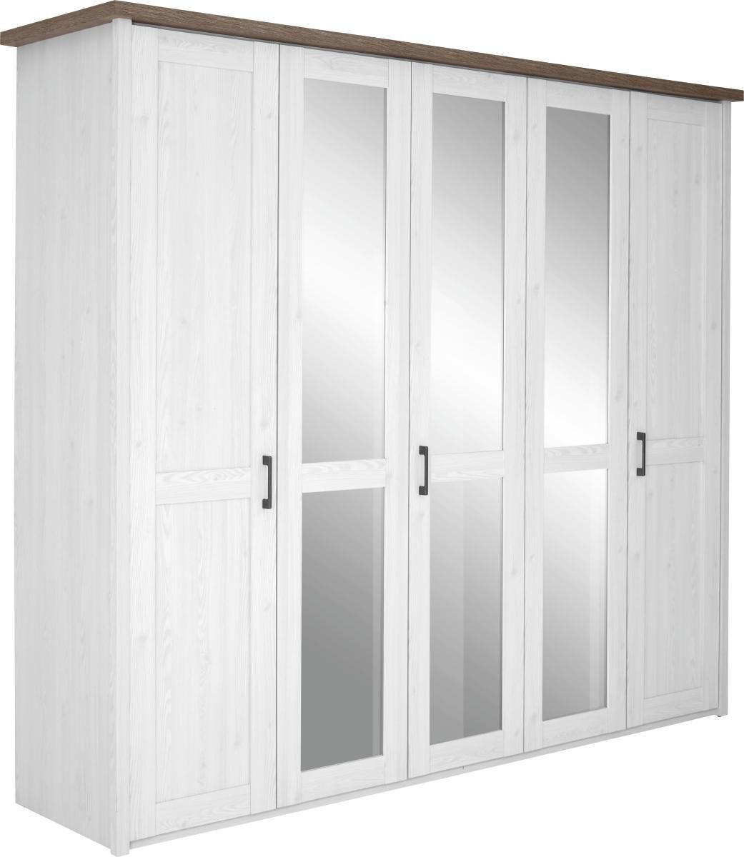 DREHTÜRENSCHRANK 241/212/62 cm 5-türig Weiß, Trüffeleichefarben  - Trüffeleichefarben/Weiß, Design, Glas/Holzwerkstoff (241/212/62cm) - Carryhome