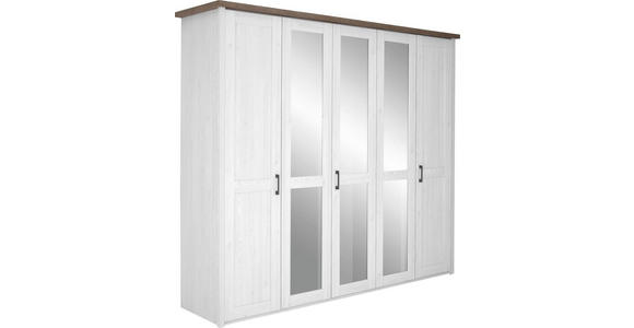 DREHTÜRENSCHRANK 241/212/62 cm 5-türig - Trüffeleichefarben/Weiß, LIFESTYLE, Glas/Holzwerkstoff (241/212/62cm) - Carryhome