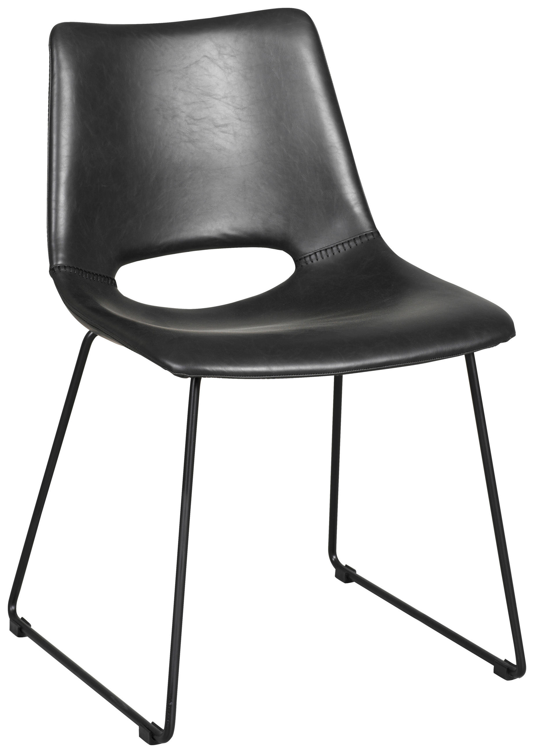 STOL stål läderimitation  - svart, Modern, metall/trä (48/81/55cm) - Rowico