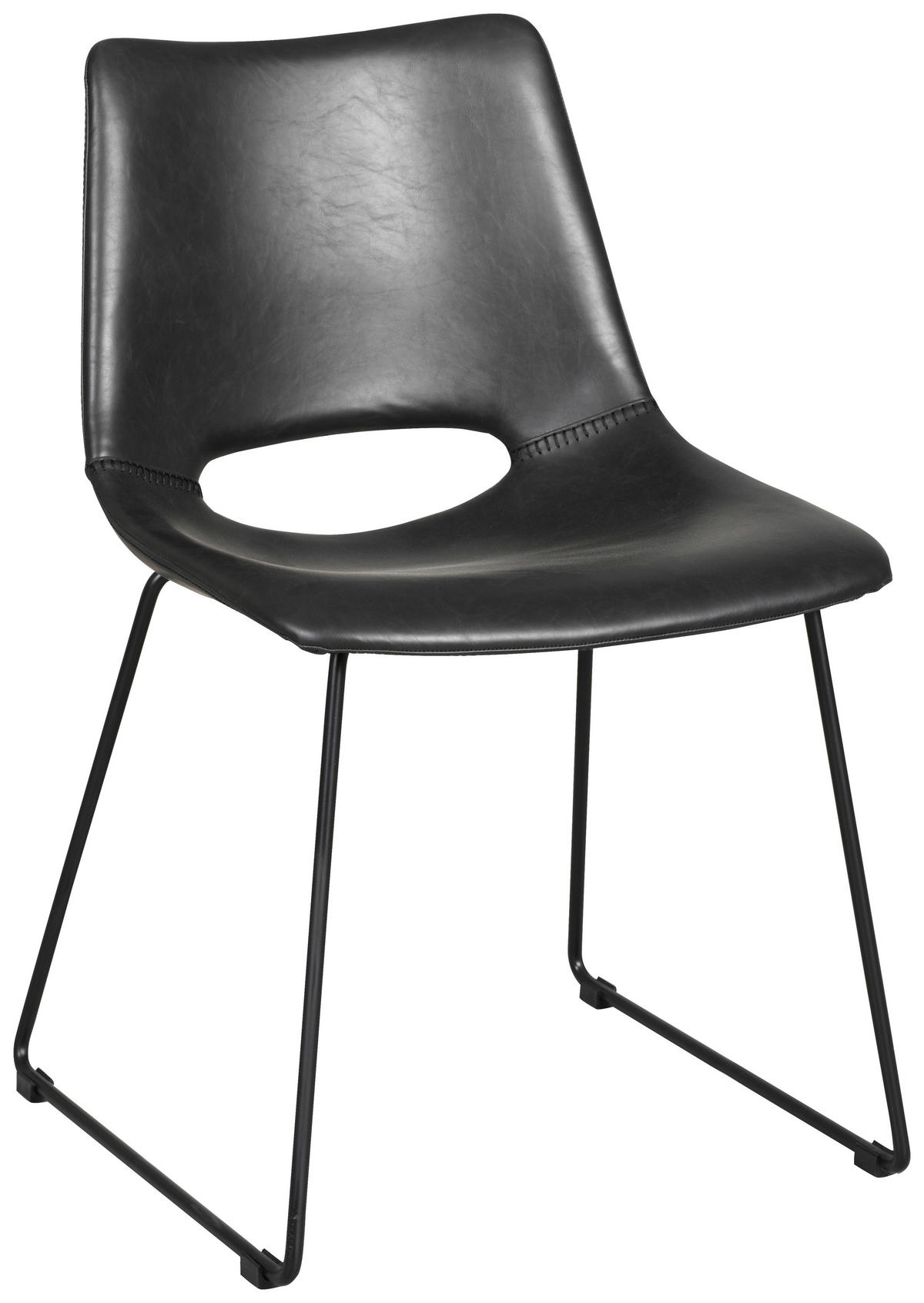 STOL stål läderimitation  - svart, Modern, metall/trä (48/81/55cm) - Rowico