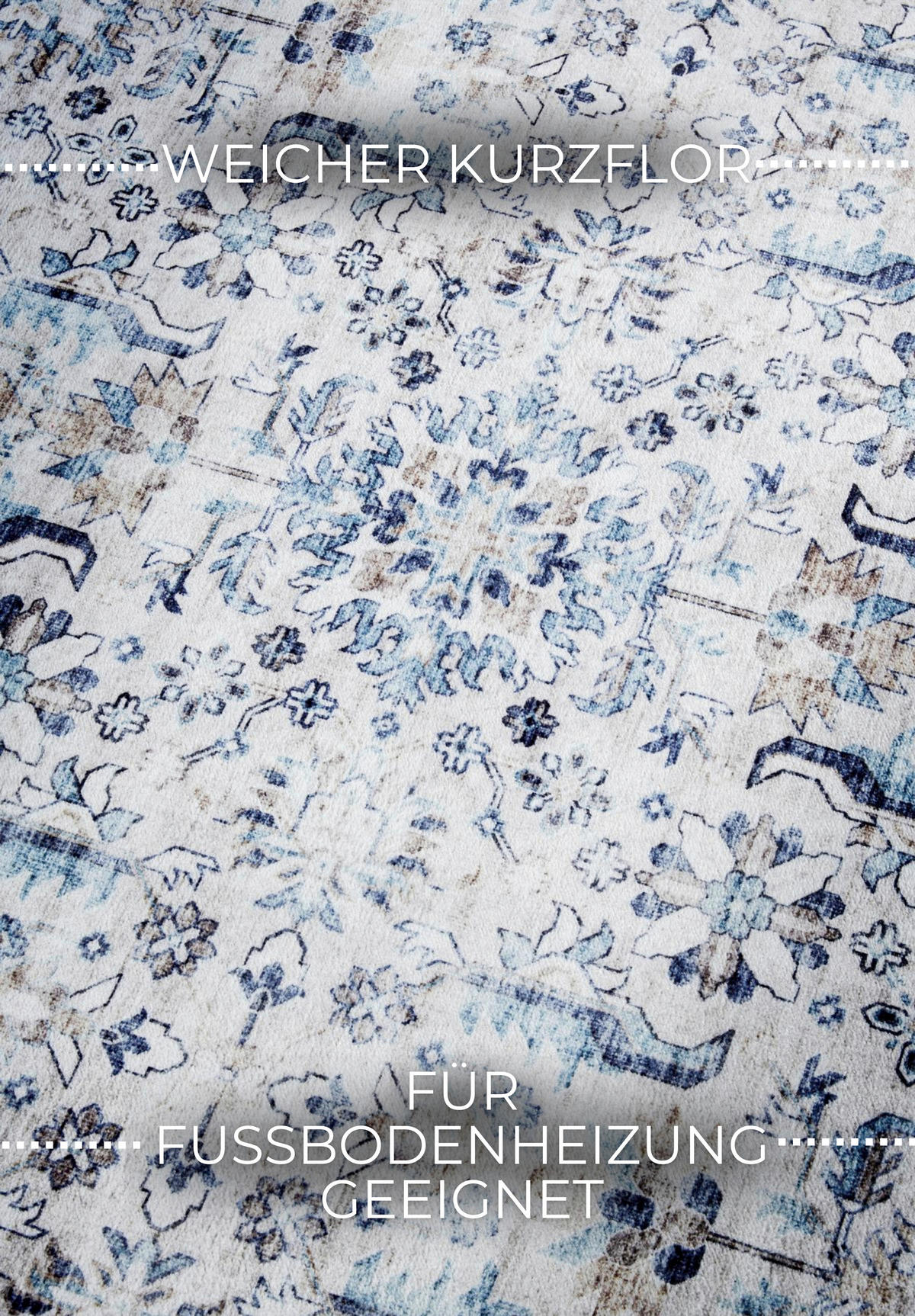 VINTAGE-TEPPICH 80/150 cm Imagination Creme, Hellblau, Dunkelblau rechteckig  - Creme/Dunkelblau, Basics, Kunststoff (80/150cm) - Elle Decoration
