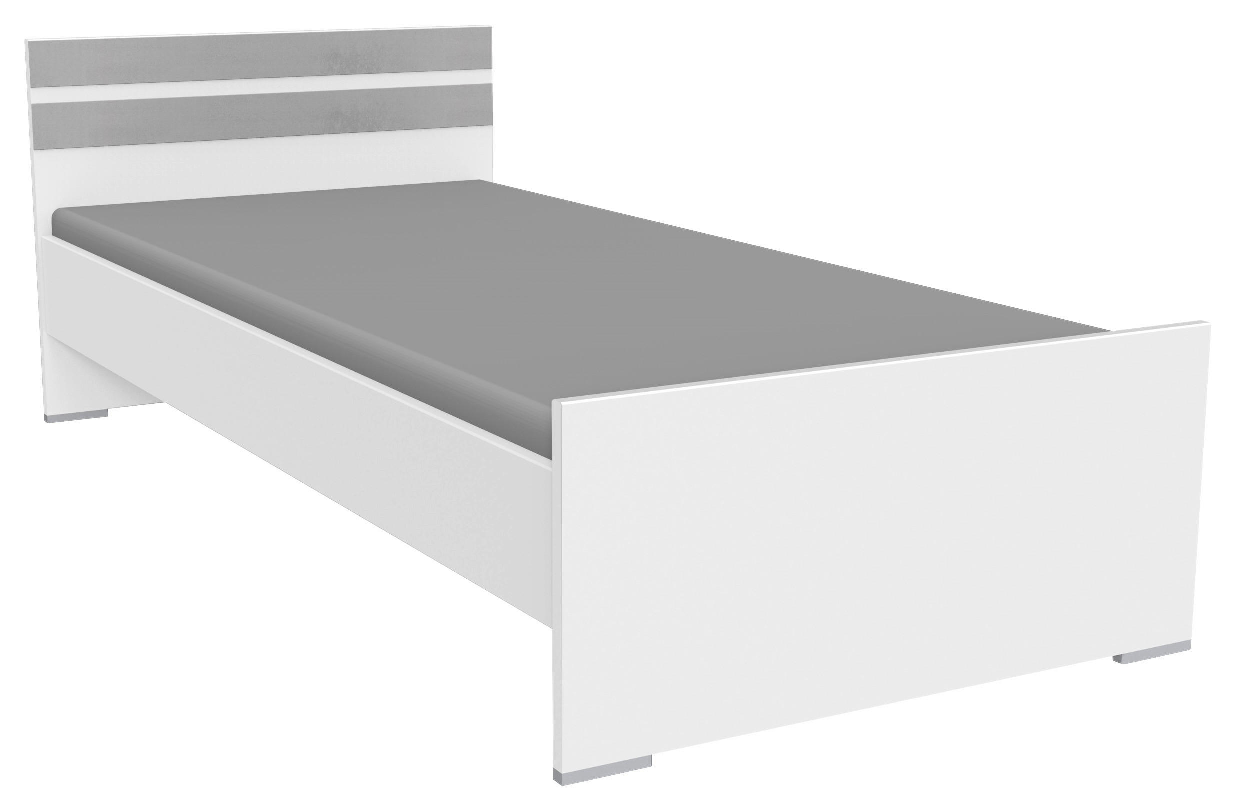 BETT 90/200 cm,  in Grau, Weiß,  - Alufarben/Weiß, KONVENTIONELL (90/200cm) - Boxxx