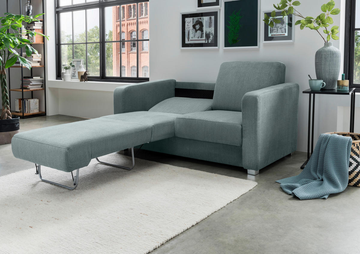 SCHLAFSOFA Chenille Mintgrün  - Chromfarben/Mintgrün, Basics, Kunststoff/Textil (159/88/87cm) - Livetastic