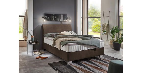 BOXSPRINGBETT 140/200 cm  in Braun  - Chromfarben/Braun, KONVENTIONELL, Kunststoff/Textil (140/200cm) - Hom`in