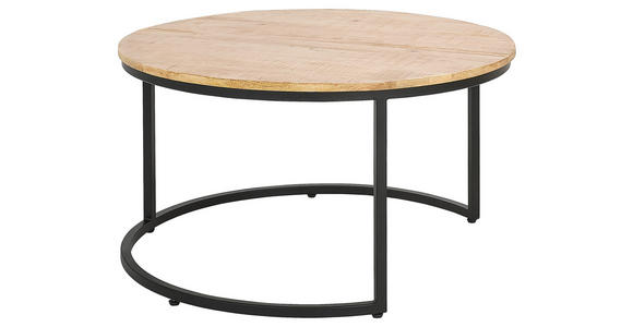 COUCHTISCHSET Mangoholz vollmassiv rund Naturfarben  - Schwarz/Naturfarben, Design, Holz (60/80/60/80/42/45cm) - Carryhome