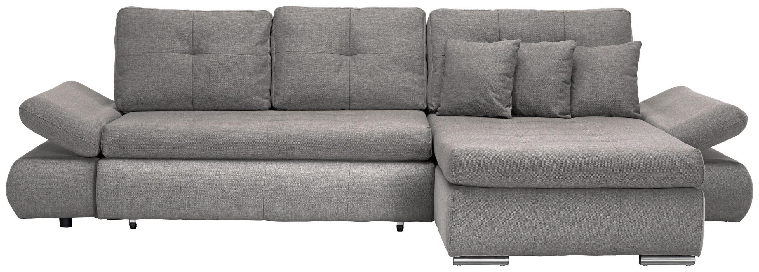 ECKSOFA in Webstoff Graubraun  - Chromfarben/Graubraun, Design, Kunststoff/Textil (302/187cm) - Carryhome