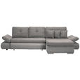 ECKSOFA Graubraun Webstoff  - Chromfarben/Graubraun, Design, Kunststoff/Textil (302/187cm) - Carryhome