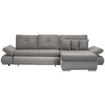 ECKSOFA Graubraun Webstoff  - Chromfarben/Graubraun, Design, Kunststoff/Textil (302/187cm) - Carryhome