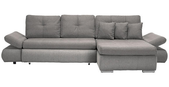 ECKSOFA Graubraun Webstoff  - Chromfarben/Graubraun, Design, Kunststoff/Textil (302/187cm) - Carryhome