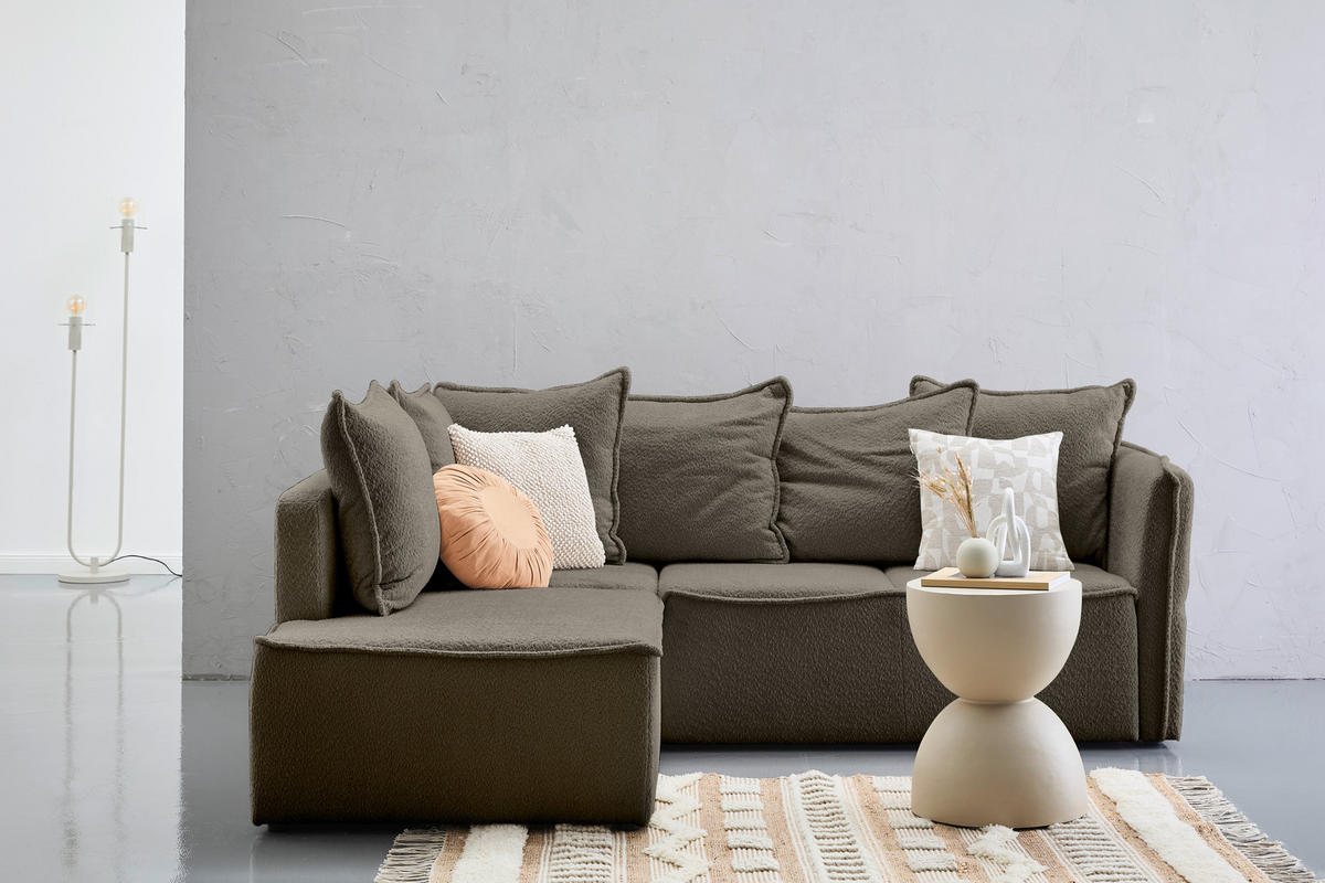 ECKSOFA in Chenille Taupe  - Taupe/Schwarz, Konventionell, Kunststoff/Textil (193/233cm) - Carryhome