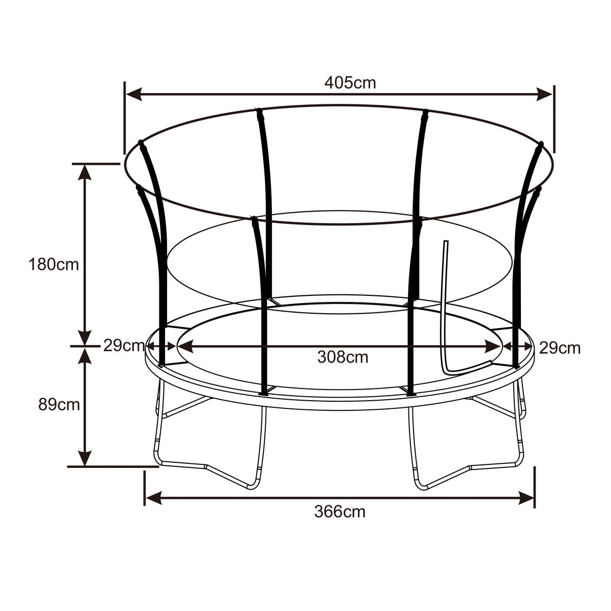 TRAMPOLIN  - Schwarz/Grün, KONVENTIONELL, Kunststoff/Metall (405/269/405cm) - Ambia Garden