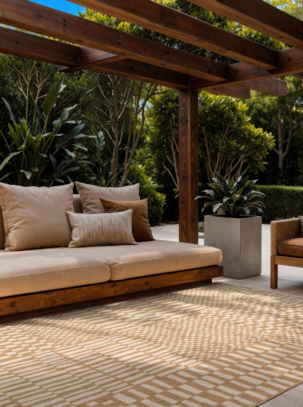 FLACHWEBETEPPICH 200/300 cm Haringey Weiß, Sandfarben rechteckig  - Sandfarben/Weiß, Design, Kunststoff (200/300cm)