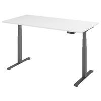 SCHREIBTISCH höhenverstellbar  - Graphitfarben/Weiß, KONVENTIONELL, Holzwerkstoff/Metall (160/80/64,5-129,5cm) - Venda