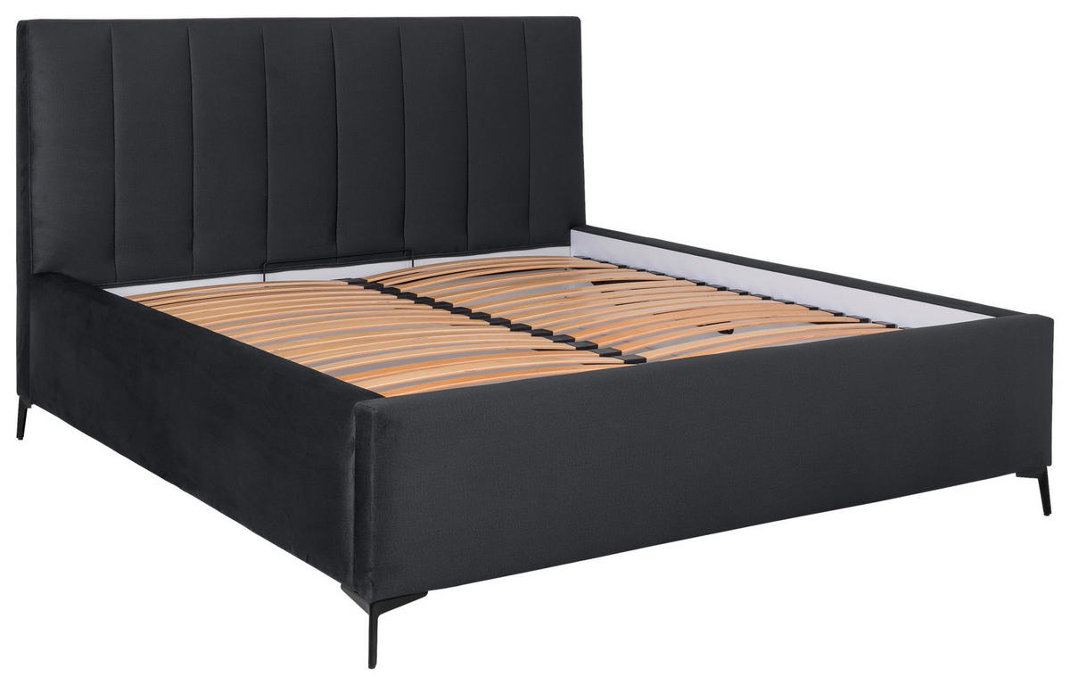 POLSTERBETT Lattenrost, Bettkasten 140/200 cm  in Schwarz  - Birkefarben/Schwarz, KONVENTIONELL, Holz/Textil (140/200cm) - Boxxx