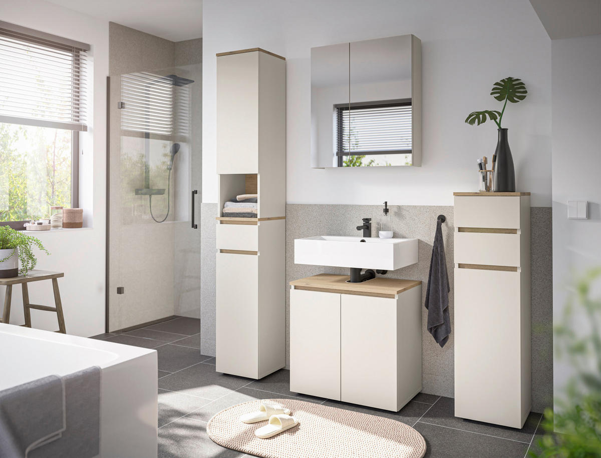 MIDISCHRANK 30/108/30 cm  - Kaschmir/Eichefarben, Design, Holzwerkstoff/Kunststoff (30/108/30cm) - home24