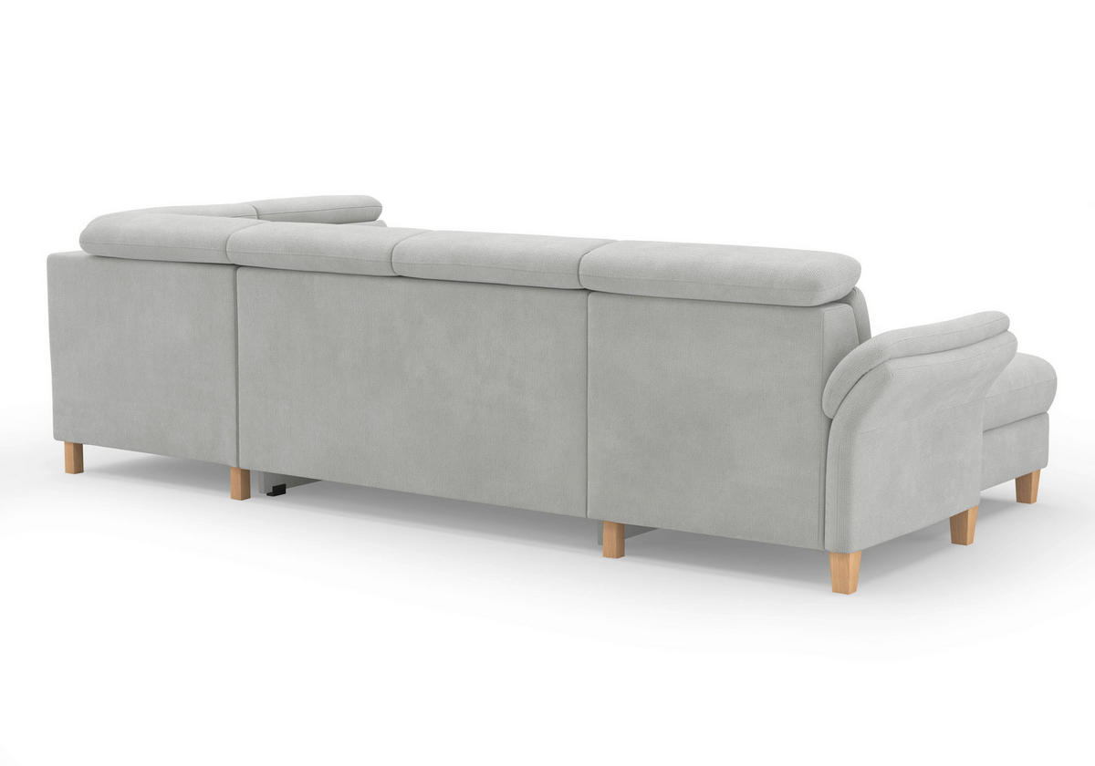 WOHNLANDSCHAFT GLENDALE E Silberfarben Flachgewebe  - Eichefarben/Silberfarben, KONVENTIONELL, Holz/Textil (166/321/193cm) - Sit & More