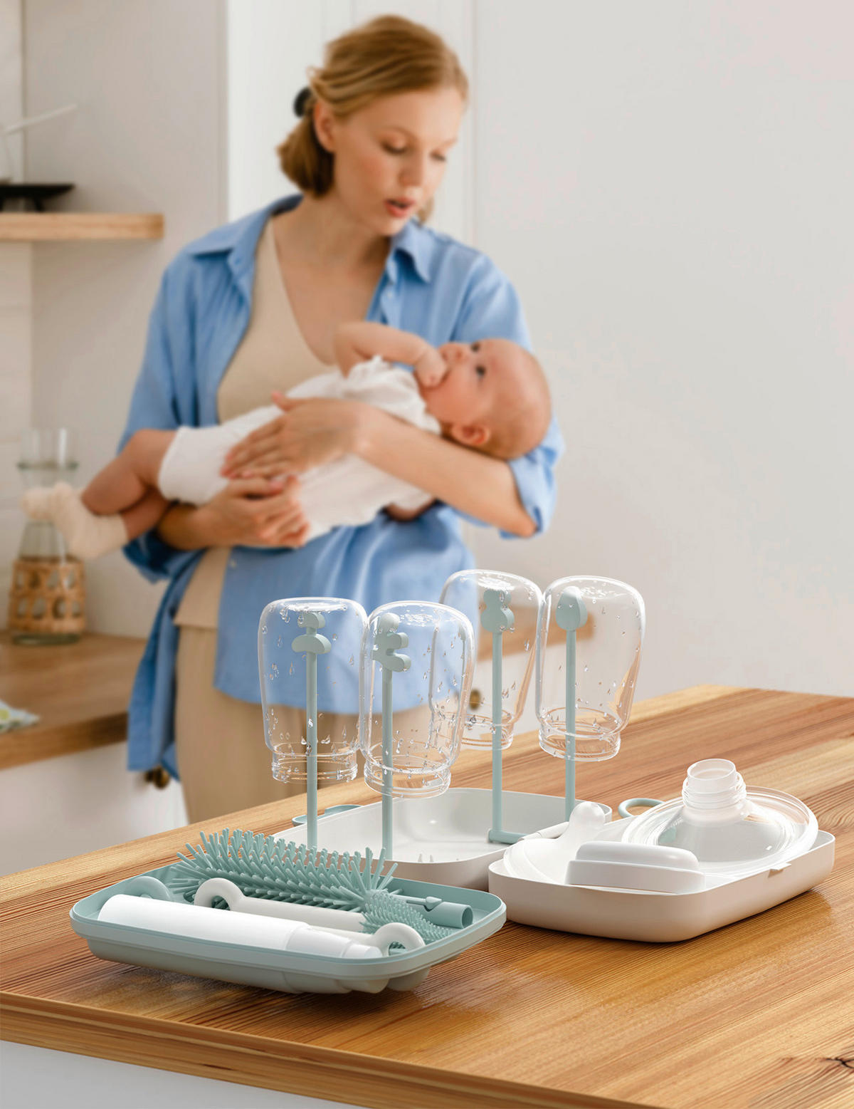 FLASCHENREINIGUNGSSET 7in1 Flaschenreinigungsbürstenset 7-teilig  - Weiß, Basics, Kunststoff (19,7/6,4/12,9cm) - Momcozy