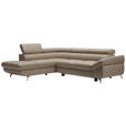 ECKSOFA in Echtleder Haselnussfarben  - Chromfarben/Haselnussfarben, Design, Leder/Metall (220/270cm) - Novel