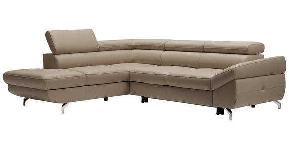 ECKSOFA in Echtleder Haselnussfarben - Chromfarben/Haselnussfarben, Design, Leder/Metall (220/270cm) - Novel