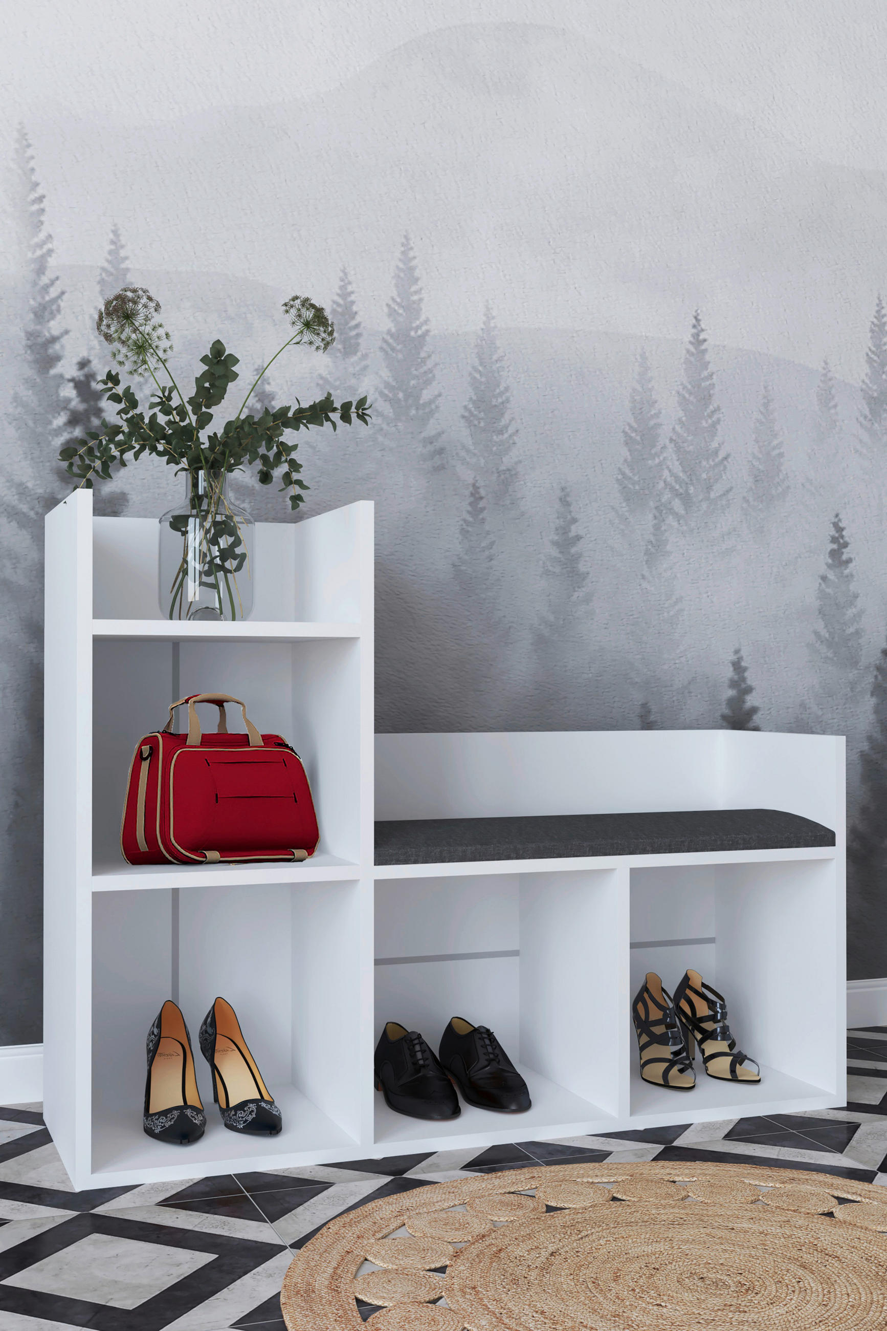 SCHUHBANK 108/88/34 cm  - Weiss, Design, Holzwerkstoff/Kunststoff (108/88/34cm) - MID.YOU