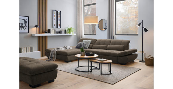 ECKSOFA  in Flachgewebe Braun  204/341 cm  - Schwarz/Braun, Design, Textil/Metall (204/341cm) - Xora
