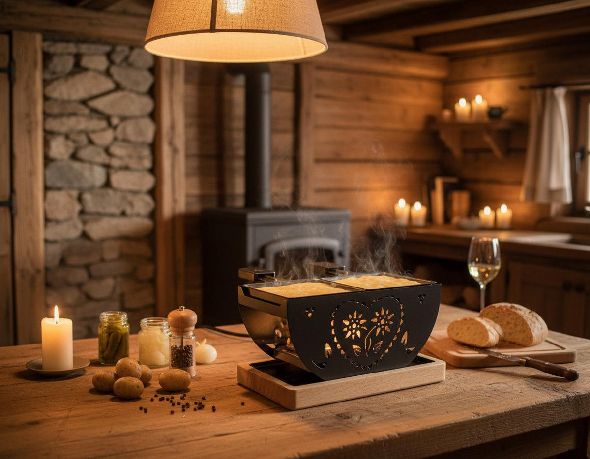 RACLETTE-GRILL Heidi Cheese Line: Folk Duo  - Hellbraun/Schwarz, Basics, Holz/Metall (22,00/14/11cm) - Heidi Cheese Line