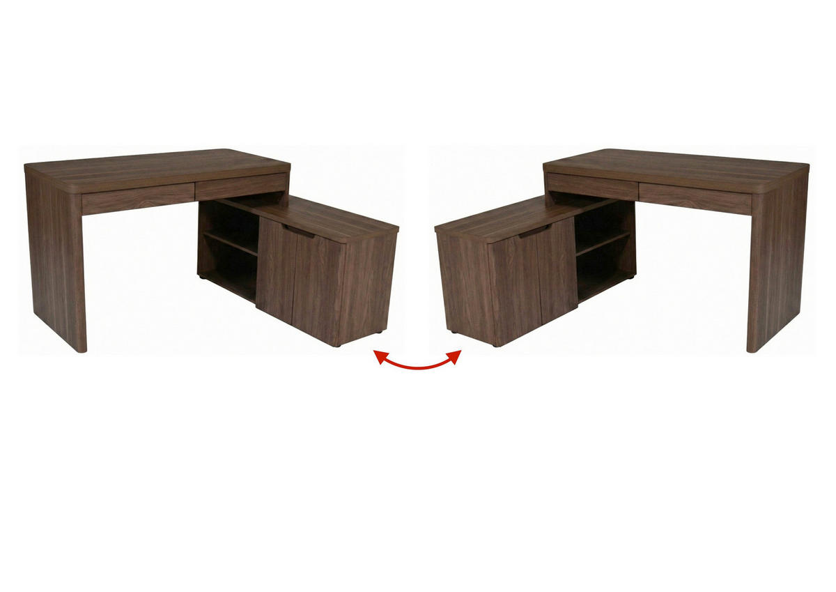 ECKSCHREIBTISCH 140/118/76 cm Walnussfarben Kabeldurchlass, Stauraum, seitenverkehrt montierbar, in verschiedenen Holz-Dekoren erhältlich  - Eichefarben/Walnussfarben, MODERN, Holzwerkstoff (140/118/76cm) - MID.YOU