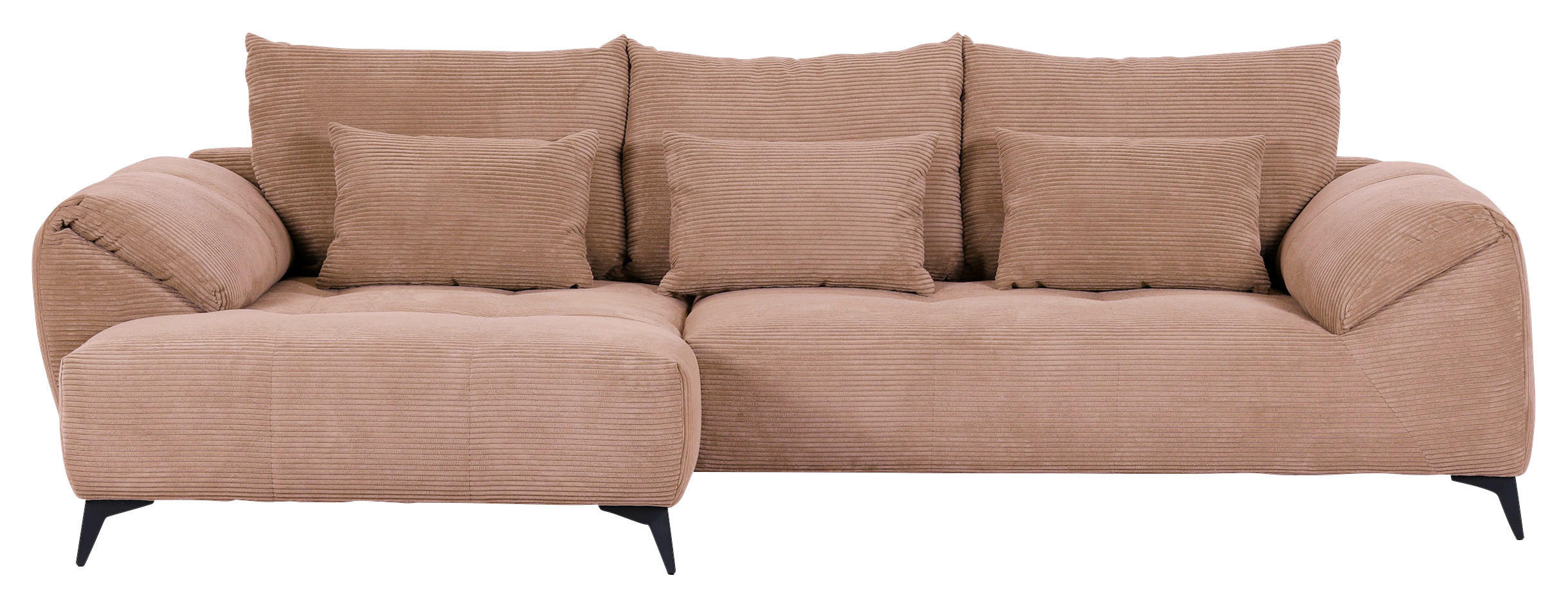 ECKSOFA Altrosa Cord  - Schwarz/Altrosa, KONVENTIONELL, Textil/Metall (176/311cm) - Carryhome