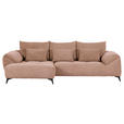 ECKSOFA in Cord Altrosa  - Schwarz/Altrosa, KONVENTIONELL, Textil/Metall (176/311cm) - Carryhome