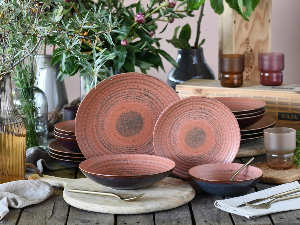 TAFELSERVICE Braun, Terracotta Neapel Sand 16-teilig  - Terracotta/Braun, Basics, Keramik - Creatable