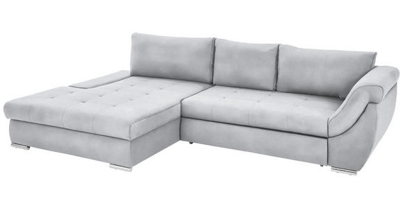 ECKSOFA in Flachgewebe Silberfarben  - Silberfarben, Design, Textil/Metall (174/306cm) - Carryhome