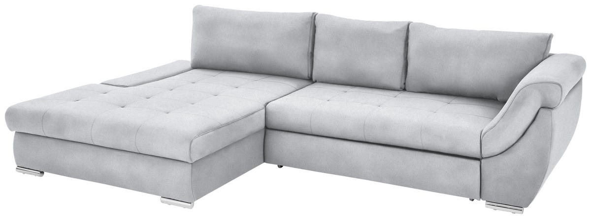 ECKSOFA Silberfarben Flachgewebe  - Silberfarben, Design, Textil/Metall (174/306cm) - Carryhome