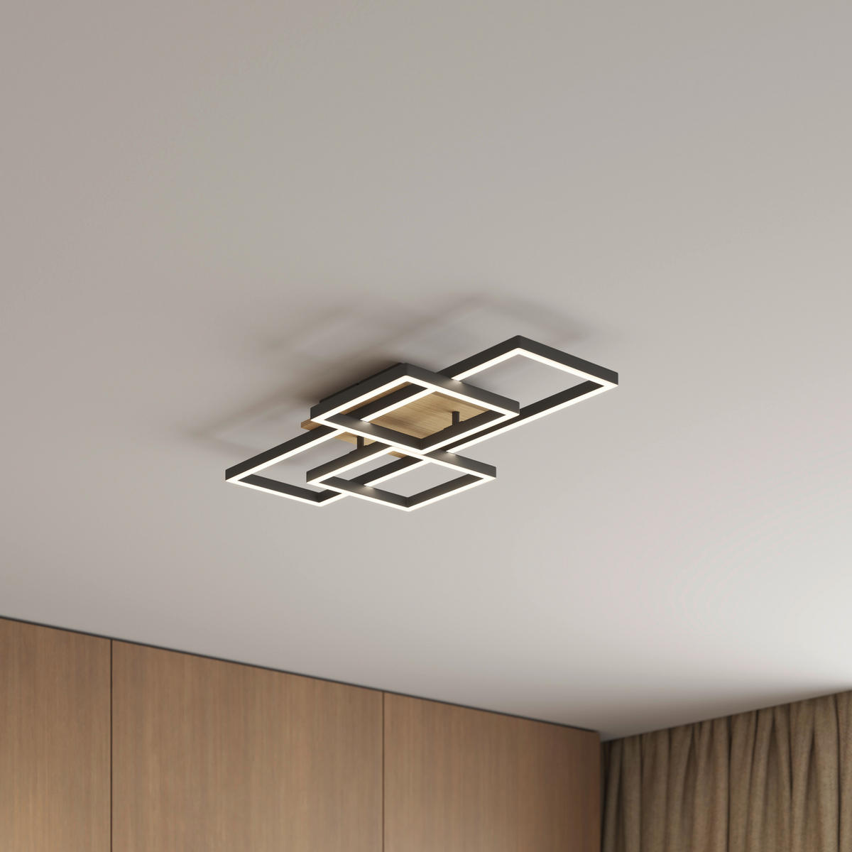 LED-DECKENLEUCHTE Worcester 70/38/7,5 cm   - Braun, Basics, Holz/Kunststoff (70/38/7,5cm) - Novel