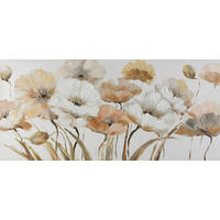 ÖLGEMÄLDE Blumen Braun, Grau, Weiß 120/55 cm  - Braun/Weiß, KONVENTIONELL, Holz/Textil (120/55cm) - Monee