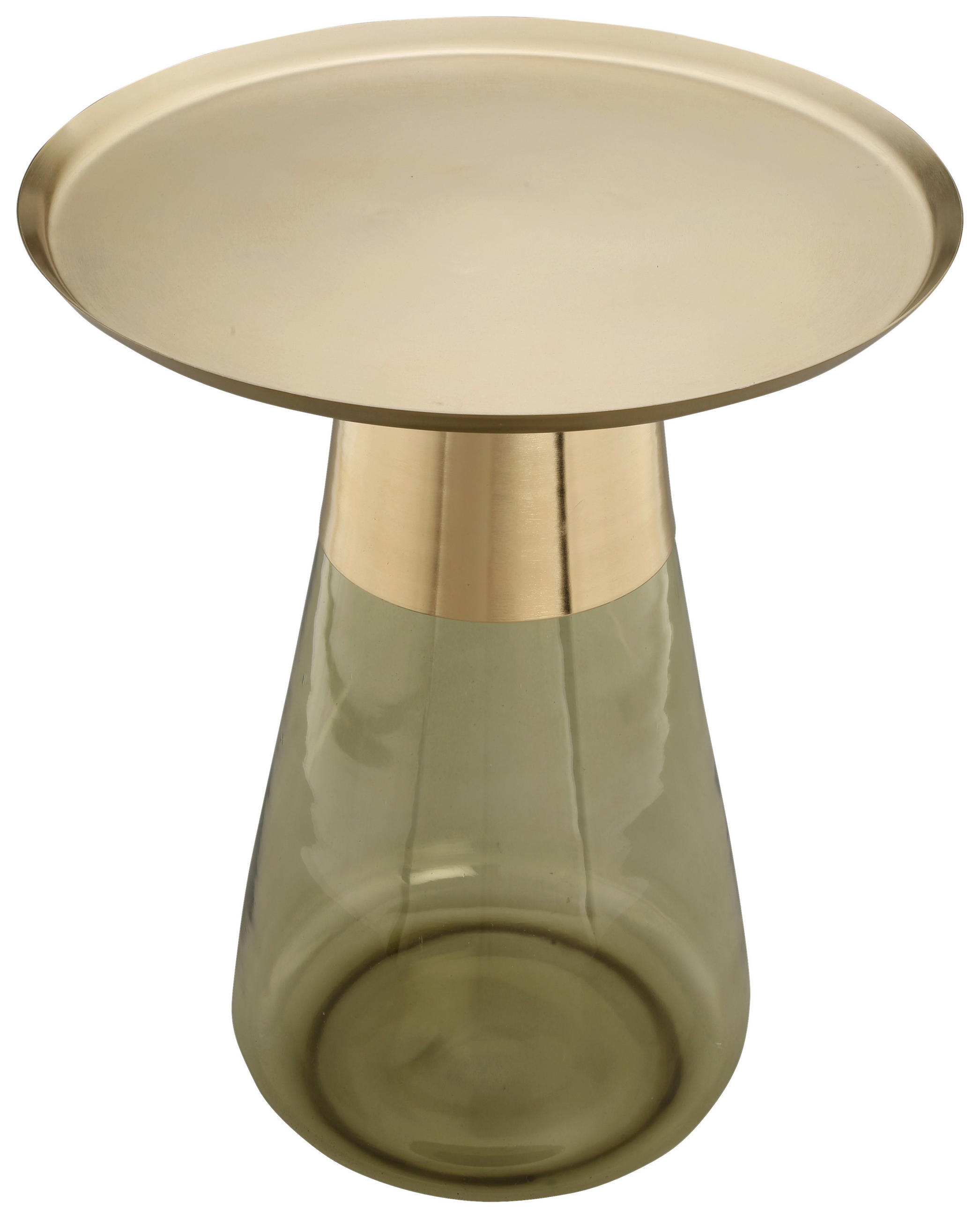 BEISTELLTISCH in Metall, Glas  - Goldfarben/Grün, Design, Glas/Metall (42/51cm) - Kayoom