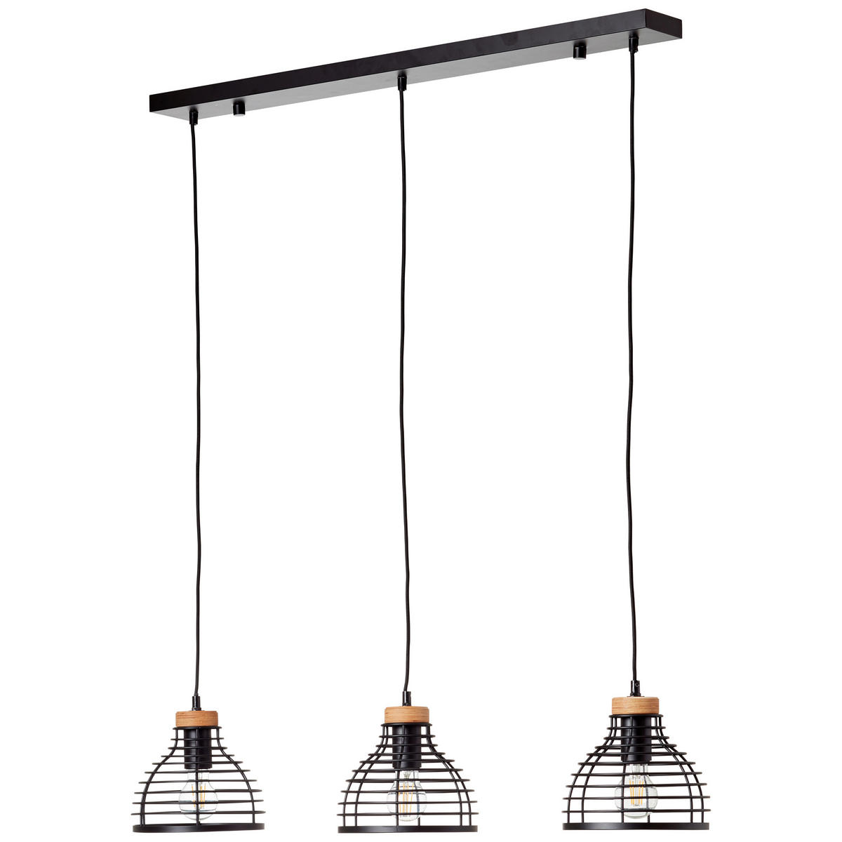 PENDELLEUCHTE 100/25/120 cm  - Schwarz, Natur, Holz/Metall (100/25/120cm) - Brilliant